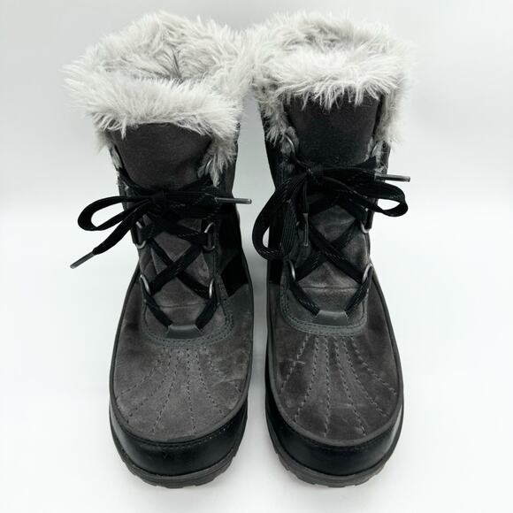 Sorel Tivoli II Waterproof Cold Weather Lace Up Fur Booties Grey/Black Size 7.5 - Picture 6 of 11